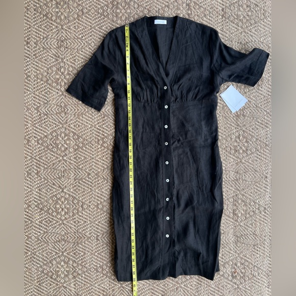 NWT Beatrice Valenzuela Linen Cubano Button Down Black Dress Size 2 MSRP $428 - Picture 3 of 11